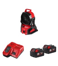 Ventilateur de chantier 18V M18 AFG2-0 + 2 batteries 18V 5 Ah + 1 chargeur M12-18 FC MILWAUKEE
