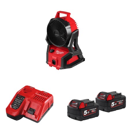 Ventilateur de chantier 18V M18 AFG2-0 + 2 batteries 18V 5 Ah + 1 chargeur M12-18 FC MILWAUKEE