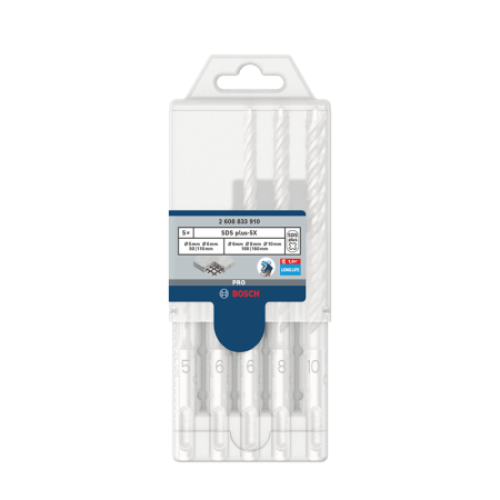 Coffret de 5 forets PRO SDS plus-5X Ø5/6/6/8/10 mm BOSCH