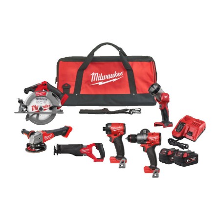 Pack 6 outils 18V M18 FPP6G3-502B (FPD3 + FID3 + FSZ + FSAG125X + FCS552 + TLED) MILWAUKEE