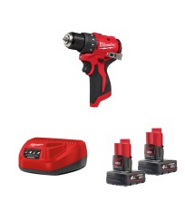 Perceuse visseuse 12V M12 BLDDRC + 2 batteries 18V 4 Ah + 1 chargeur C12C MILWAUKEE