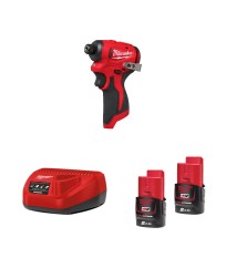 Visseuse à chocs 12V M12 BLIDRC + 2 batteries 18V 2 Ah + 1 chargeur C12C MILWAUKEE