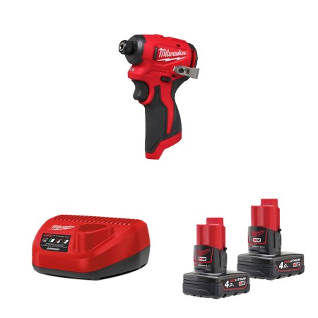 Visseuse à chocs 12V M12 BLIDRC + 2 batteries 18V 4 Ah + 1 chargeur C12C MILWAUKEE