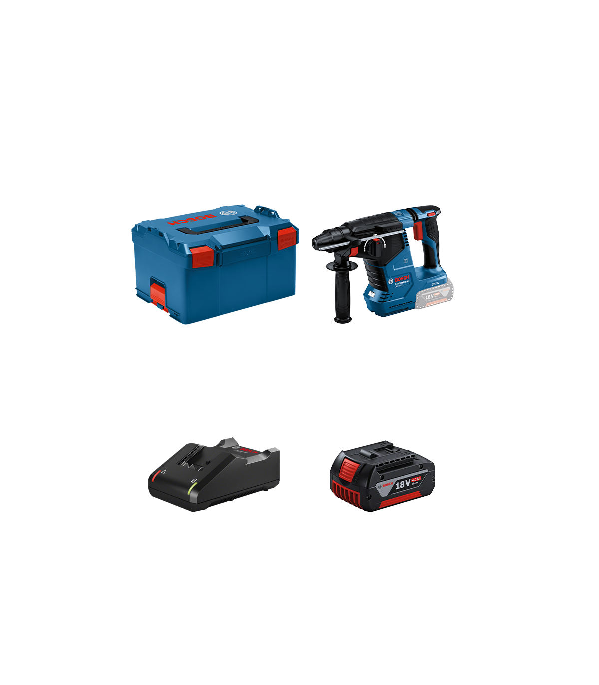 Perforateur 18V SDS Plus GBH 18V-24 C + 1 batterie GBA 18V 4 Ah + 1 chargeur GAL 18V-40 BOSCH