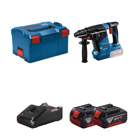 Perforateur 18V SDS Plus GBH 18V-24 C + 2 batteries GBA 18V 4 Ah + 1 chargeur GAL 18V-40 BOSCH