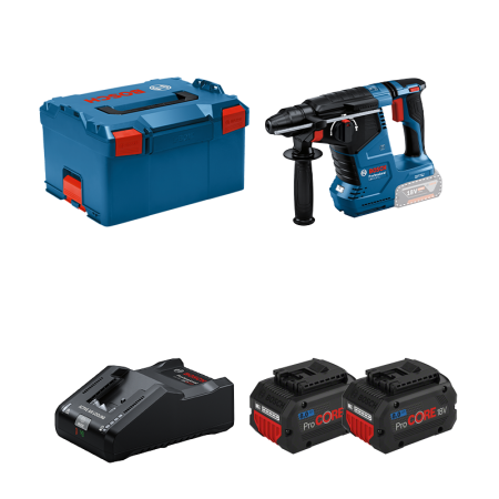 Perforateur 18V SDS Plus GBH 18V-24 C + 2 batteries Procore 18V 8 Ah + 1 chargeur GAL 18V-160 BOSCH