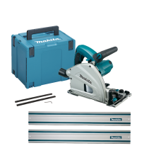 Scie plongeante Ø165 mm SP6000 + 2 rails 1400mm + Set raccordement MAKITA