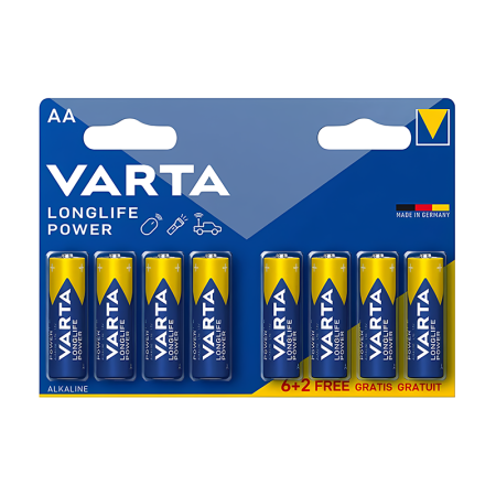6+2 Piles alcalines AA/LR6 LONGLIFE POWER 1,5V VARTA