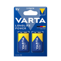 2 Piles alcalines 9V/6LR61 LONGLIFE POWER 9V VARTA