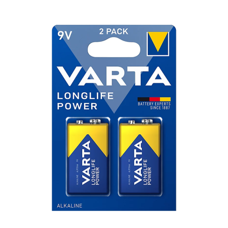 2 Piles alcalines 9V/6LR61 LONGLIFE POWER 9V VARTA