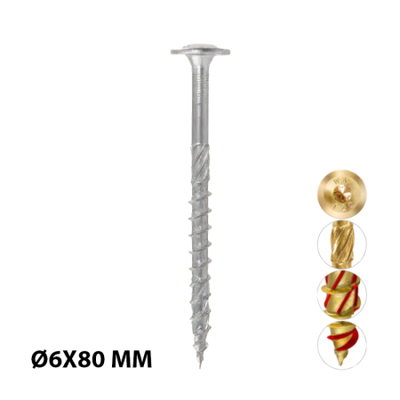 Boite de 100 Vis à tête rondelle TX Ø6x80 mm KLIMAS