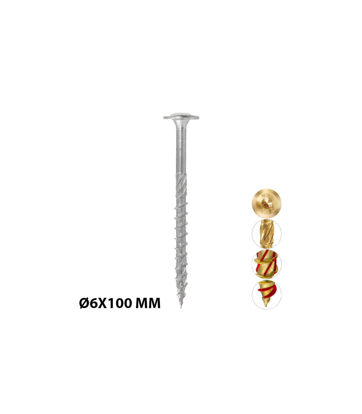 Boite de 100 Vis à tête rondelle TX Ø6x100 mm KLIMAS