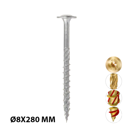 Boite de 50 Vis à tête rondelle TX Ø8x280 mm KLIMAS