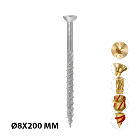 Boite de 50 Vis à tête fraisée TX Ø8x200 mm KLIMAS