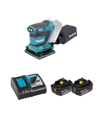 Ponceuse vibrante 18V DBO480Z + 2 batteries BL1850B 18V 5 Ah + chargeur rapide DC18RC MAKITA