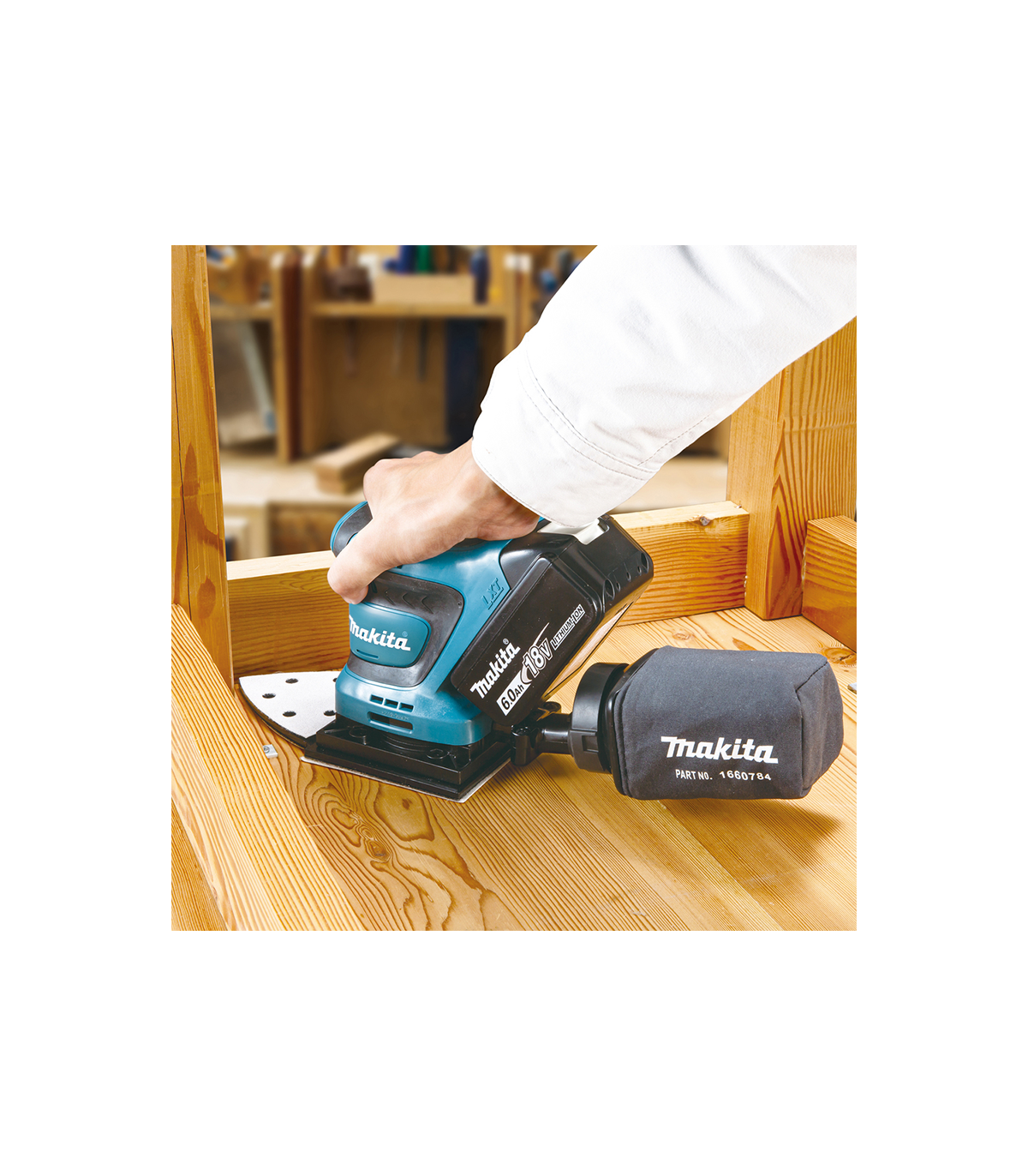 Ponceuse vibrante 18V DBO480Z + 2 batteries BL1850B 18V 5 Ah + chargeur rapide DC18RC MAKITA
