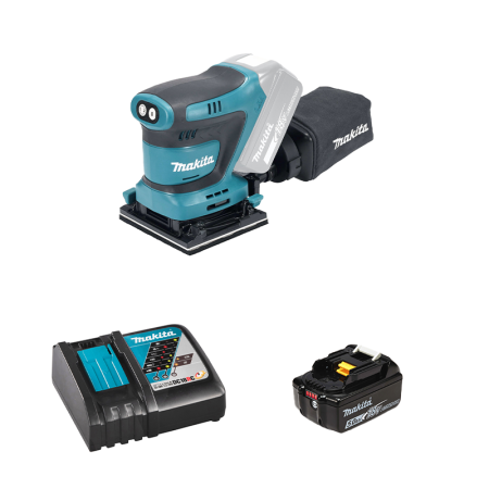 Ponceuse vibrante 18V DBO480Z + 1 batterie BL1850B 18V 5 Ah + chargeur rapide DC18RC MAKITA