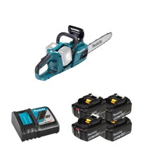 Tronçonneuse 2x18V 35cm DUC355Z + 4 Batteries BL1850B 18V 5 Ah + 1 Chargeur DC18RC MAKITA