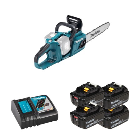 Tronçonneuse 2x18V 35cm DUC355Z + 4 Batteries BL1850B 18V 5 Ah + 1 Chargeur DC18RC MAKITA