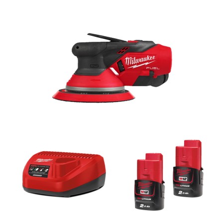 Ponceuse excentrique Ø150mm 12V M12 FROS5-0 + 2 batteries 12V 2 Ah + 1 chargeur C12C MILWAUKEE