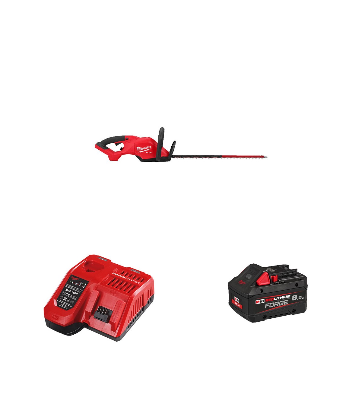 Taille haie 18V M18 FHET60G2-0 + 1 batterie Forge 18V 8 Ah + 1 Chargeur M12-18FC MILWAUKEE