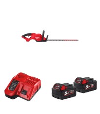 Taille haie 18V M18 FHET60G2-0 + 2 batteries 18V 5 Ah + 1 Chargeur M12-18FC MILWAUKEE