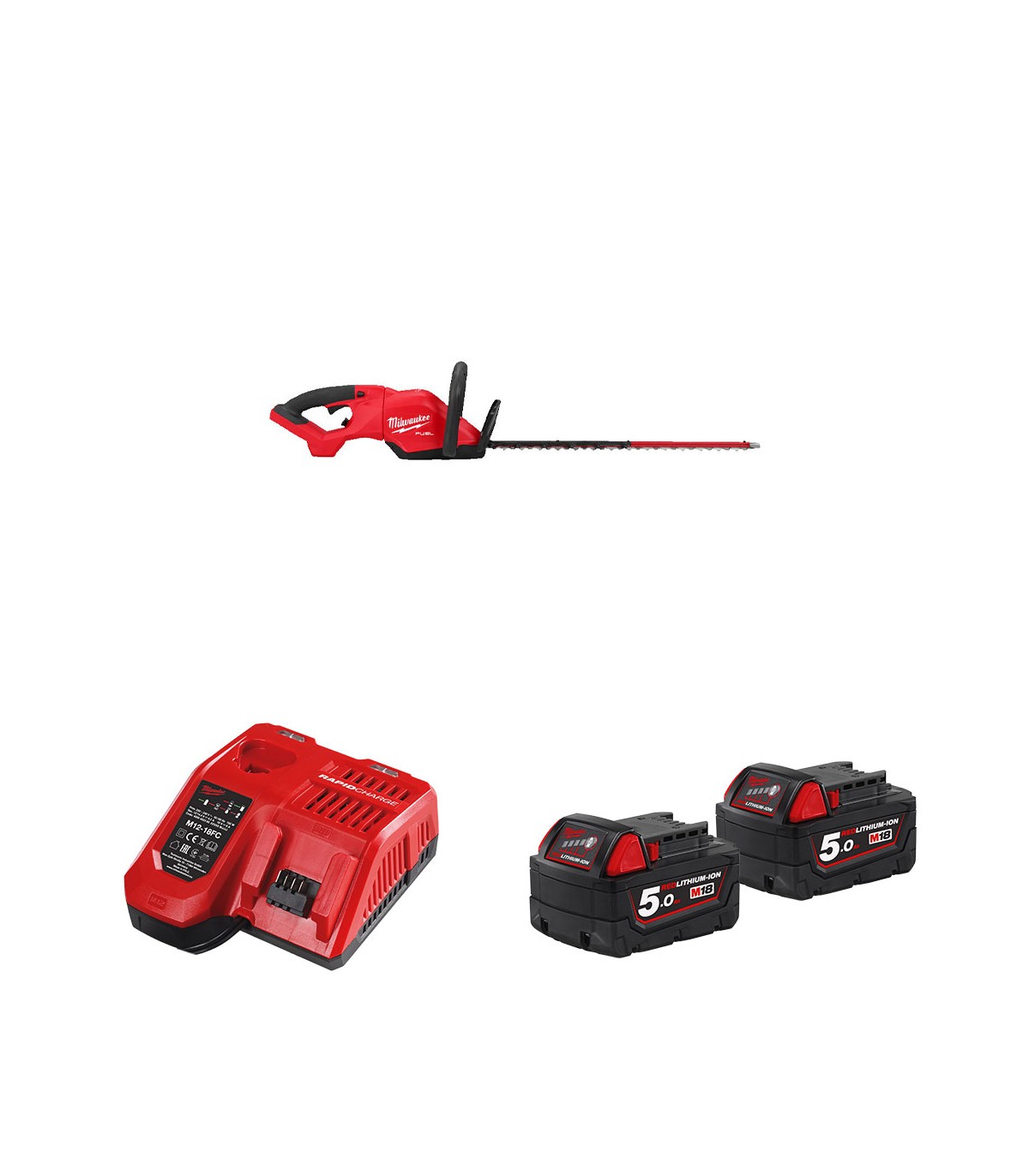 Taille haie 18V M18 FHET60G2-0 + 2 batteries 18V 5 Ah + 1 Chargeur M12-18FC MILWAUKEE