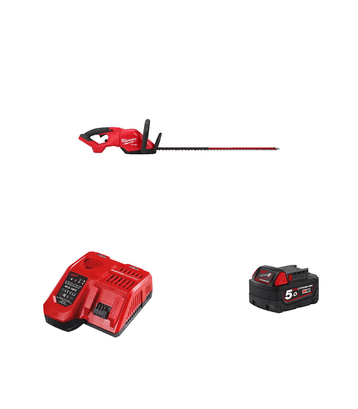 Taille haie 18V M18 FHET75G2-0 + 1 batterie 18V 5 Ah + 1 Chargeur M12-18FC MILWAUKEE