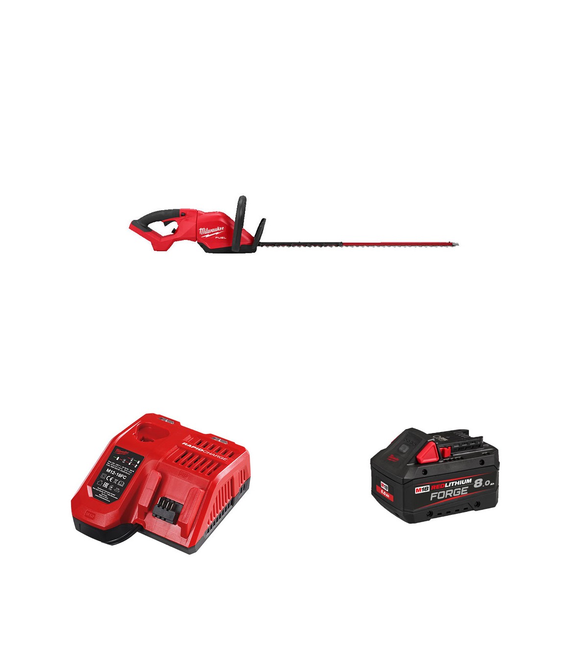 Taille haie 18V M18 FHET75G2-0 + 1 batterie Forge 18V 8 Ah + 1 Chargeur M12-18FC MILWAUKEE
