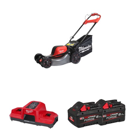 Tondeuse M18 F2LM46-802 + 2 batteries Forge 18V 8 Ah + chargeur double M18 DBSC MILWAUKEE