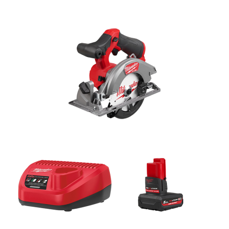 Scie circulaire Ø140 mm 12V M12 FCS442-0 + 1 batterie HB 5 Ah 12 V + chargeur C12C MILWAUKEE