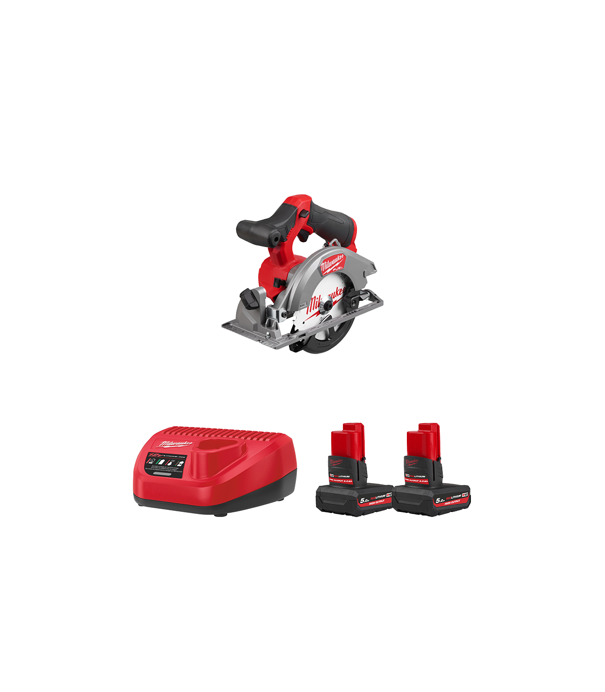 Scie circulaire Ø140 mm 12V M12 FCS442-502X + 2 batteries HB5 Ah 12 V + chargeur C12C MILWAUKEE