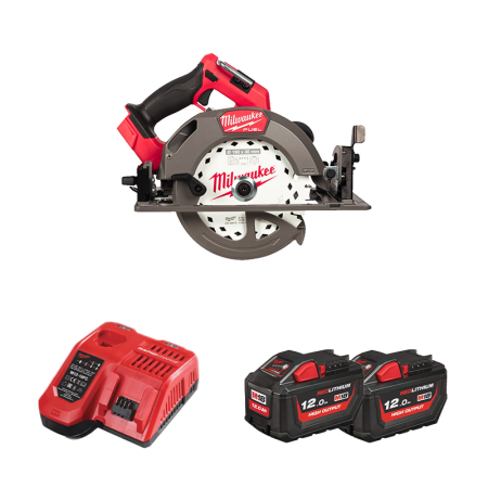 Scie circulaire Ø190mm 18V M18 FCS66GR3-121C + 2 batteries HB 12 Ah + chargeur rapide M12-18 FC MILWAUKEE