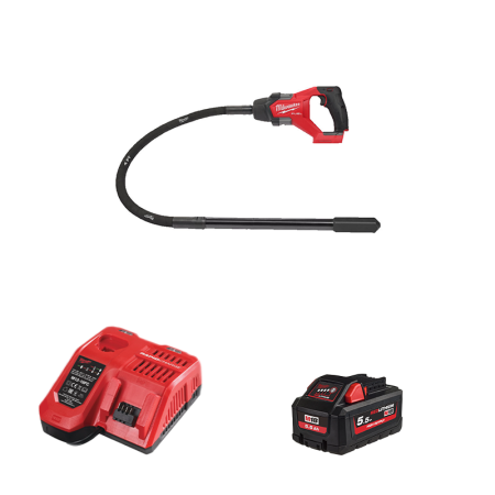 Aiguille vibrante 18V M18 FCVN12-551 1,2m + 1 batterie HB 5,5 Ah + Chargeur M12-18 FC MILWAUKEE