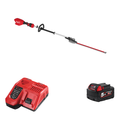 Taille haie sur perche 18V M18 FHETE22-0 + 1 batterie 18V 5 Ah + 1 chargeur M12-18FC MILWAUKEE