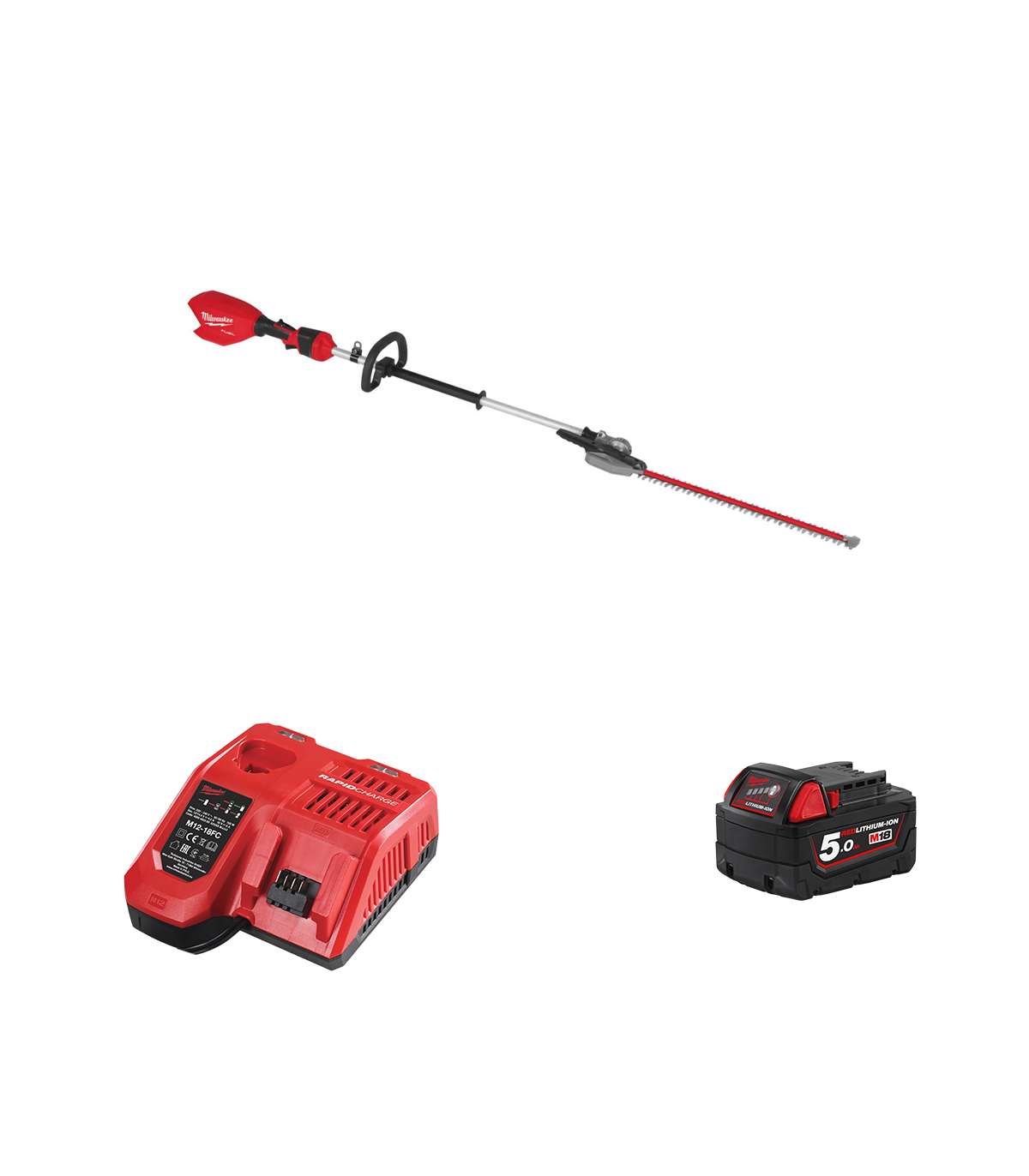 Taille haie sur perche 18V M18 FHETE22-0 + 1 batterie 18V 5 Ah + 1 chargeur M12-18FC MILWAUKEE