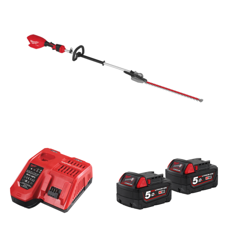 Taille haie sur perche 18V M18 FHETE22-0 + 2 batteries 18V 5 Ah + 1 chargeur M12-18FC MILWAUKEE