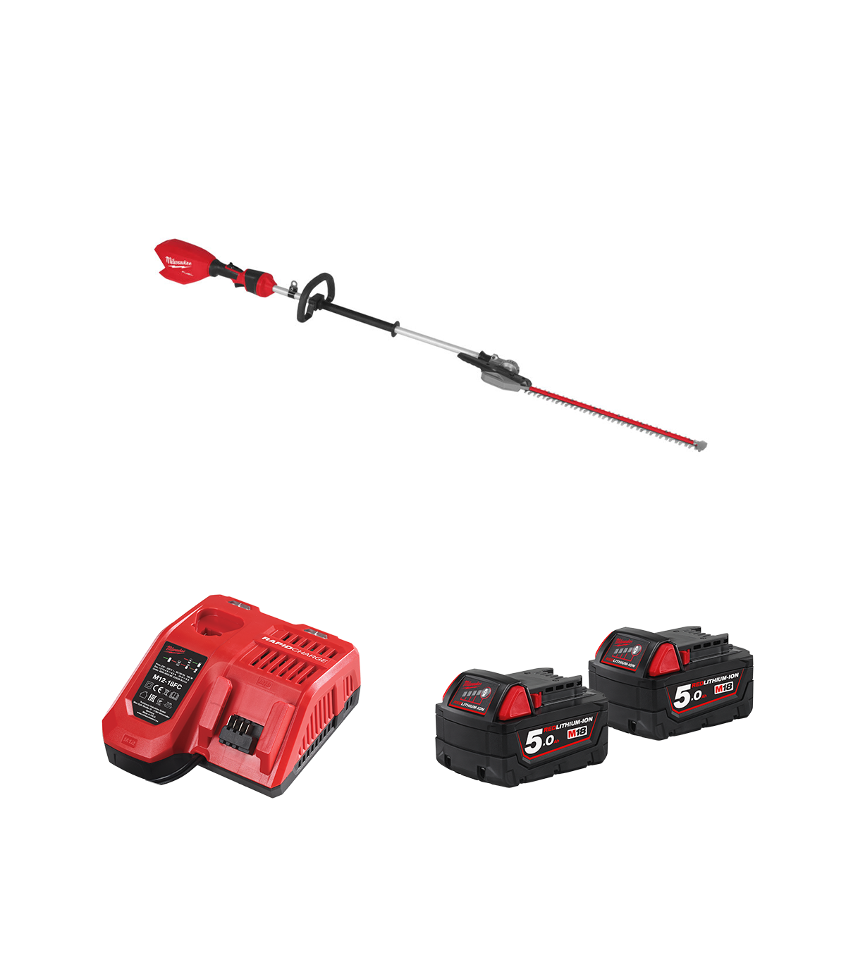Taille haie sur perche 18V M18 FHETE22-0 + 2 batteries 18V 5 Ah + 1 chargeur M12-18FC MILWAUKEE