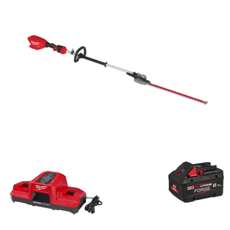 Taille haie sur perche 18V M18 FHETE22-0 + 1 batterie Forge 18V 8 Ah + 1 chargeur M18 DBSC MILWAUKEE