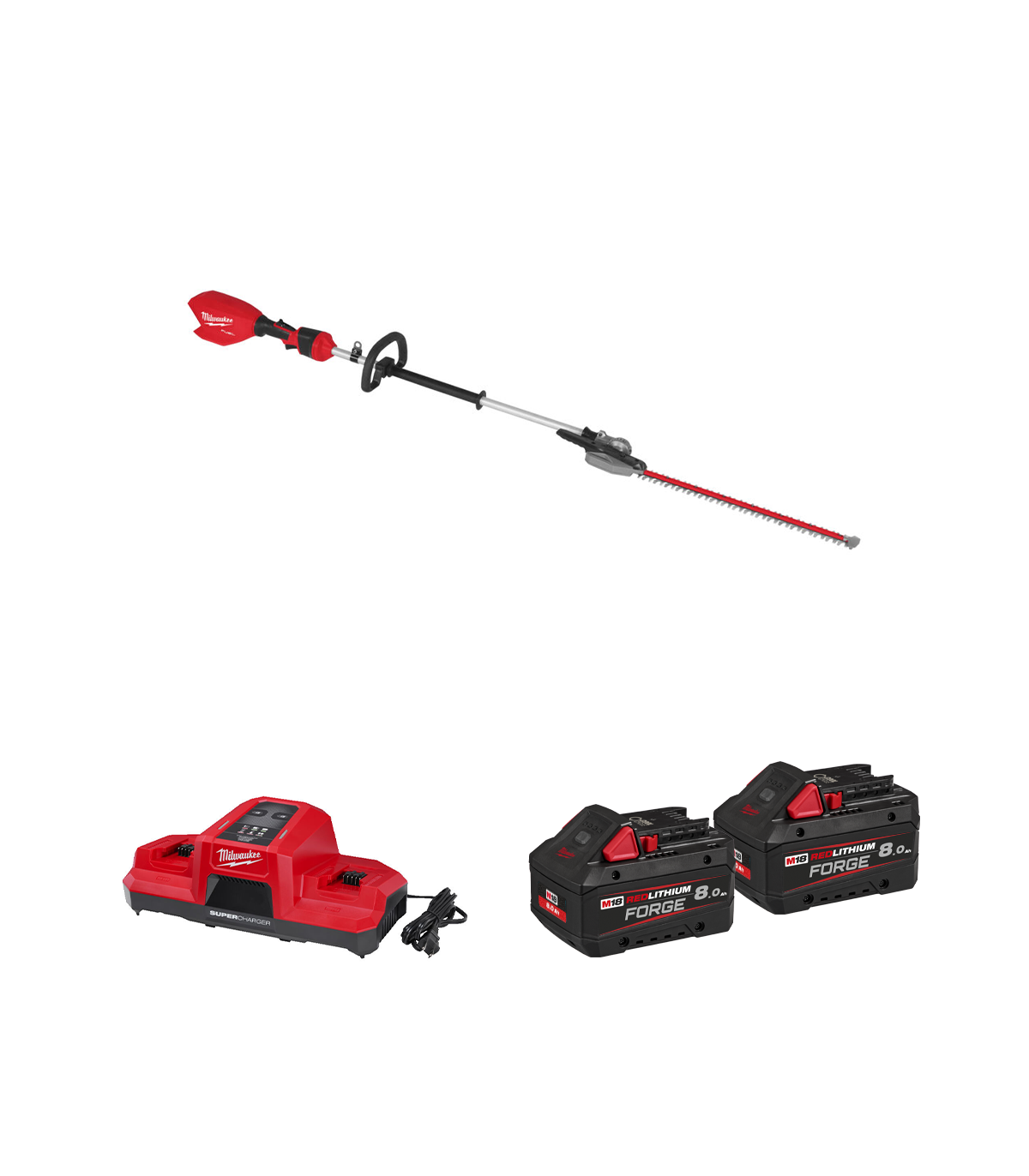 Taille haie sur perche 18V M18 FHETE22-0 + 2 batteries Forge 18V 8 Ah + 1 chargeur M18 DBSC MILWAUKEE