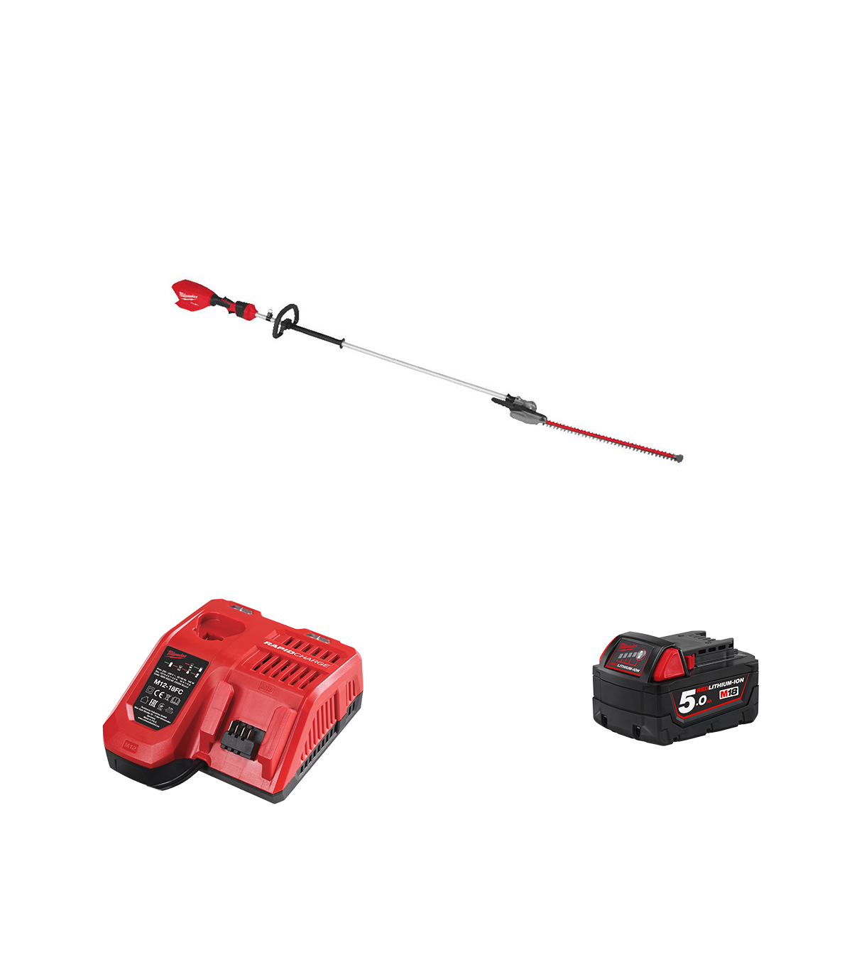 Taille haie sur perche 18V M18 FHETE27-0 + 1 batterie 18V 5 Ah + 1 chargeur M12-18FC MILWAUKEE