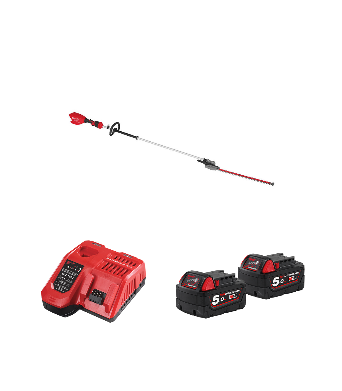 Taille haie sur perche 18V M18 FHETE27-0 + 2 batteries 18V 5 Ah + 1 chargeur M12-18FC MILWAUKEE