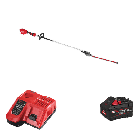 Taille haie sur perche 18V M18 FHETE27-0 + 1 batterie Forge 18V 8 Ah + 1 chargeur M12-18FC MILWAUKEE