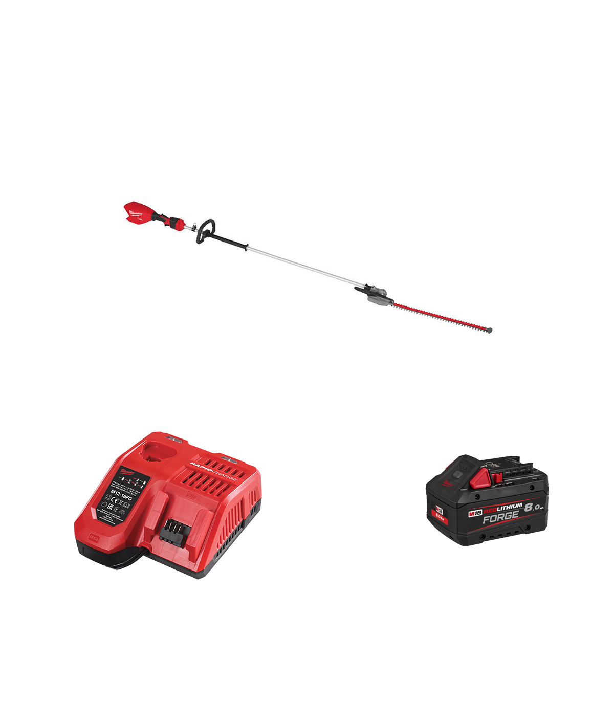 Taille haie sur perche 18V M18 FHETE27-0 + 1 batterie Forge 18V 8 Ah + 1 chargeur M12-18FC MILWAUKEE