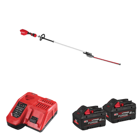 Taille haie sur perche 18V M18 FHETE27-0 + 2 batteries Forge 18V 8 Ah + 1 chargeur M12-18FC MILWAUKEE