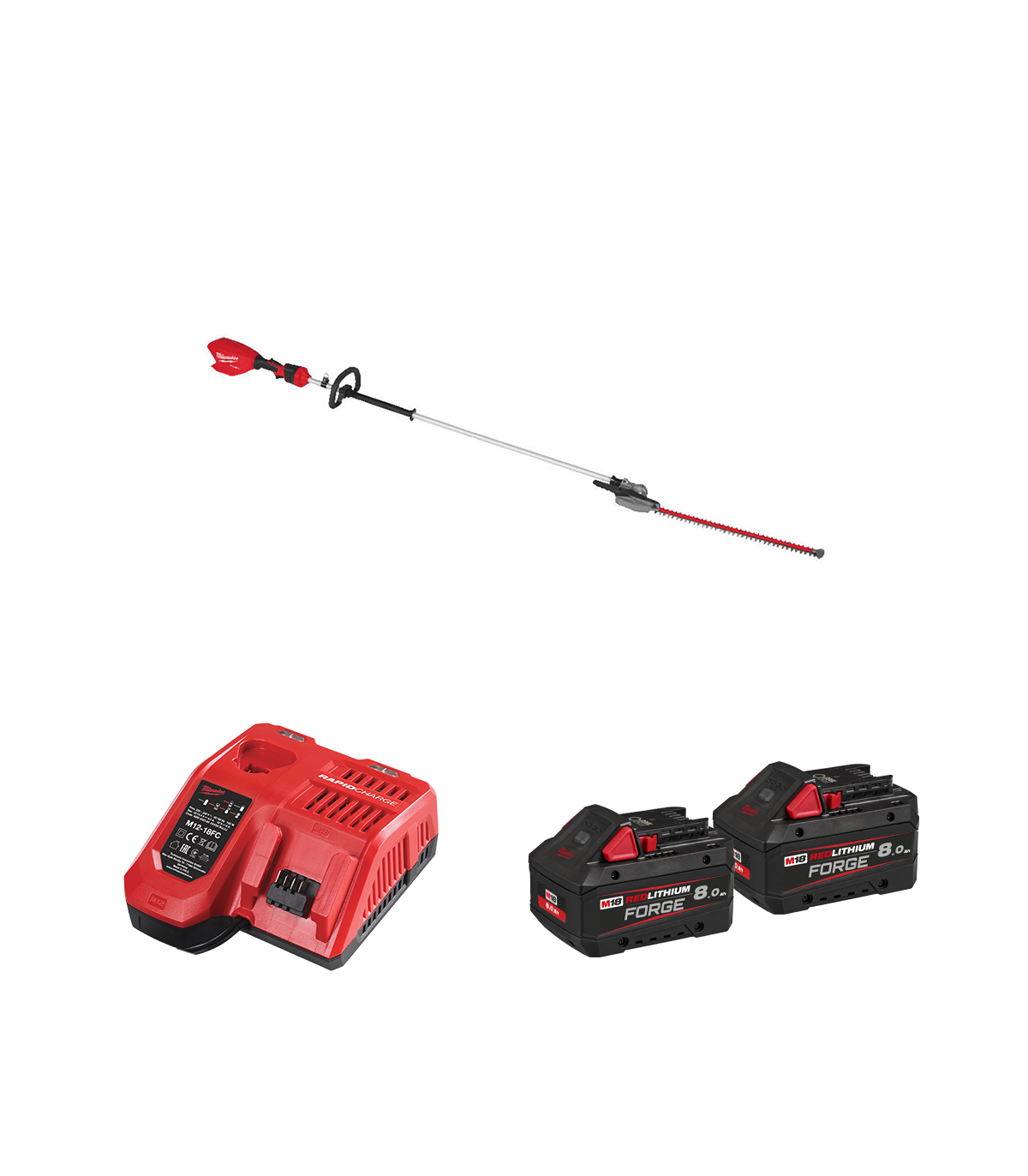 Taille haie sur perche 18V M18 FHETE27-0 + 2 batteries Forge 18V 8 Ah + 1 chargeur M12-18FC MILWAUKEE