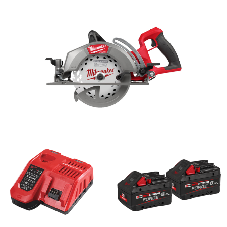Scie circulaire avec poignée arrière Ø190mm 18V M18 FCSRH662-0 + 2 batteries Forge 18V 8Ah + 1 chargeur M12-18FC MILWAUKE
