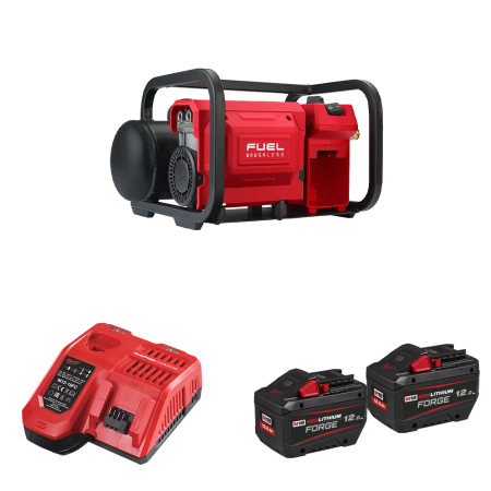 Compresseur M18 FAC-0 + 2 batteries Forge 18V 12 Ah + 1 chargeur M12-18FC MILWAUKEE