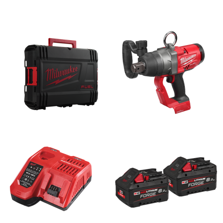 Boulonneuse à chocs 18V M18 ONEFHIWF1-802X + 2 batteries FB 8 Ah + chargeur M12-18 FC MILWAUKEE