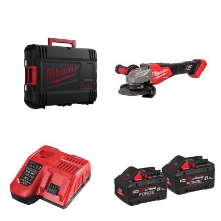 Meuleuse d'angle Ø125 mm M18 FHSAG125XB2-802X + 2 batteries FB 8 Ah + chargeur M12-18 FC MILWAUKEE
